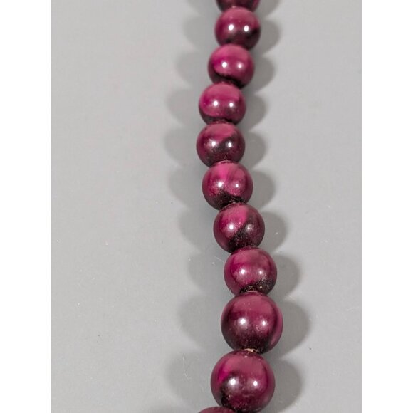 Vintage Wine Purple Graduated Lucite Bead Choker Necklace 17" - Picture 4 of 8